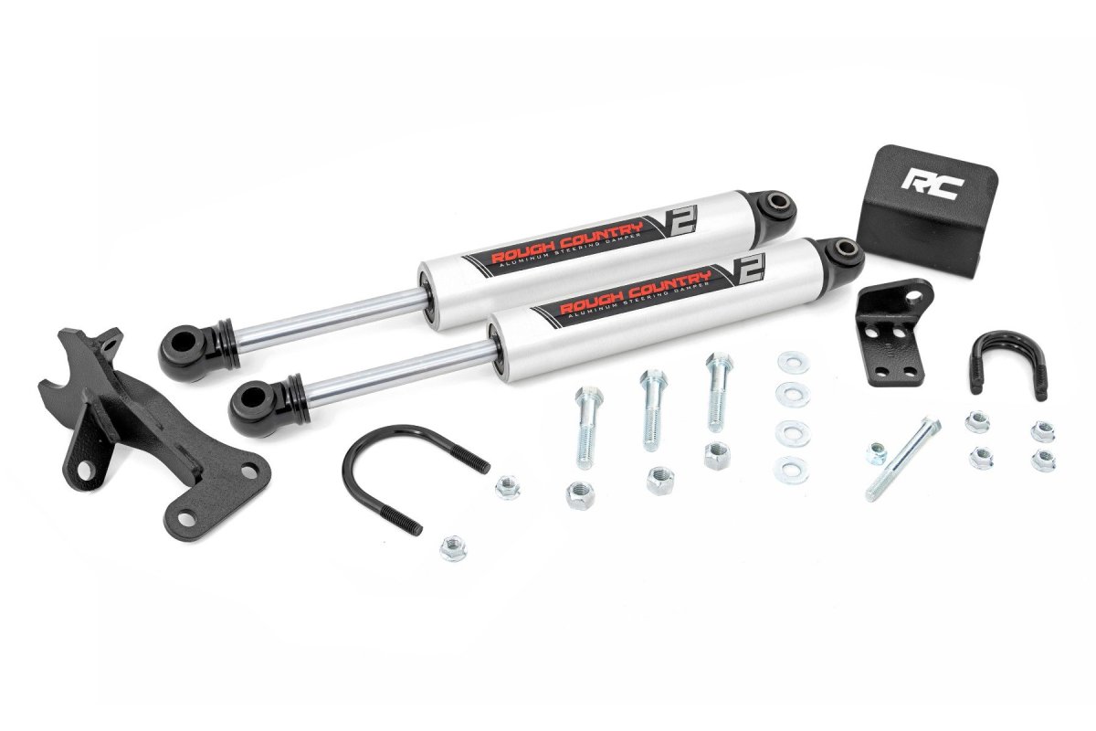 Jeep Grand Cherokee Steering Stabilizer - Dual - Rough Country - V2, 4 Inch Lift - '99-'04